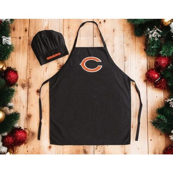 NFL Chef Apron 2pc Set Chicago Bears Football Cook Hat BBQ Dad FatherGift Party - Picture 4 of 8
